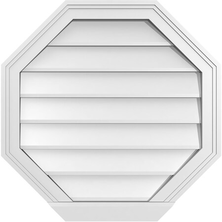 Ekena Millwork Octagonal Surface Mount PVC Gable Vent w/ 2"W x 2"P Brickmould Sill Frame, 24"W x 24"H GVPOC24X2403SN